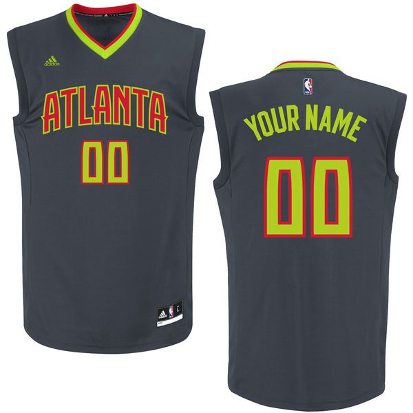 Men Atlanta Hawks Adidas Black Custom Replica Road NBA Jersey->customized nba jersey->Custom Jersey